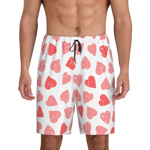 Fotbe Pink Hearts1 Pantalones Cortos de Pijama para Hombre, Ropa de Dormir, Pantalones de Pijama Cortos para Hombre-XX-Large