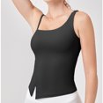 thumbnail image 6 of ZyeKqe Built in Bra Tank Tops for Women Sleeveless Workout Shirts Asymmetrical V Neck Yoga Top Slim Fitted, 6 of 6