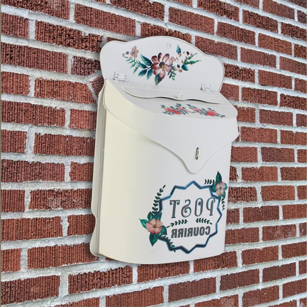 PatungKu Large Capacity Iron Mailbox Wall Mounted Vintage Styles Secure Lock For Gardens