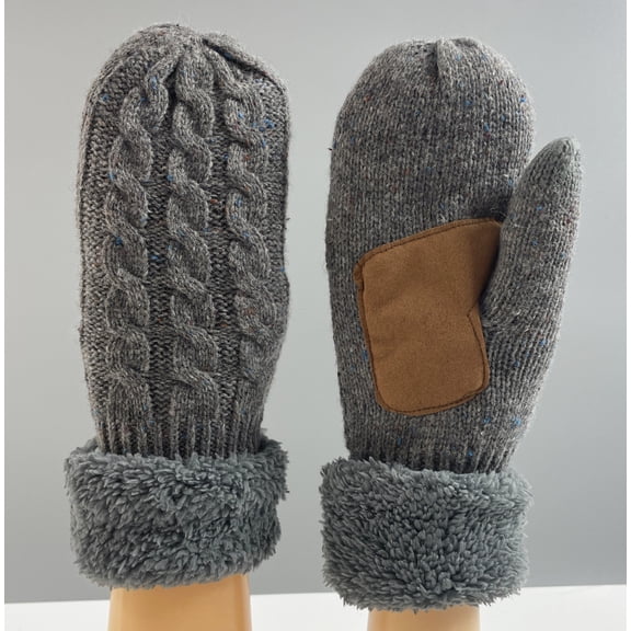 Sinpiling Womens Mens Winter Fleece Lined Gloves and Mittens Couples Cute Chunky Cable Knitted Thermal Warm Glove