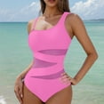 thumbnail image 2 of Taqqpue Women Sexy Mesh One Piece Swimsuit Tummy Control Bathing Suit One Shoulder Slimming Swimsuit Push Up Padded Swimwear, 2 of 5
