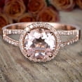 thumbnail image 2 of Antique Halo 1.50 carat Real Morganite and Moissanite Halo Engagement Ring Sterling Silver with 18k Gold Plating, 2 of 4