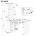 thumbnail image 3 of Harper & Bright Designs Tall Bookshelf with Writing Desk, White Wooden Storage Bookcase with Study Desk, Workstation with Open Shelves and LED Lighting for Home Office, 3 of 17