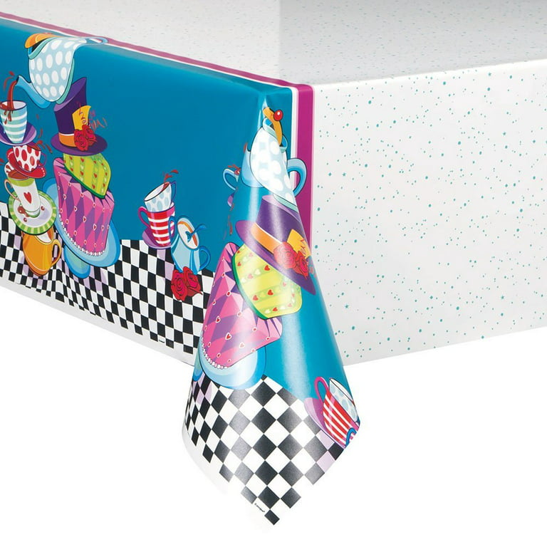 Mad Hatter Tea Party Plastic Tablecloth, 84 x 54 