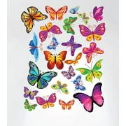 Innovative Stencils Easy Peel and Stick Colorful Butterflies Nursery Decal Instant Home Decor Wall Sticker Set of 33 Stickers #3005