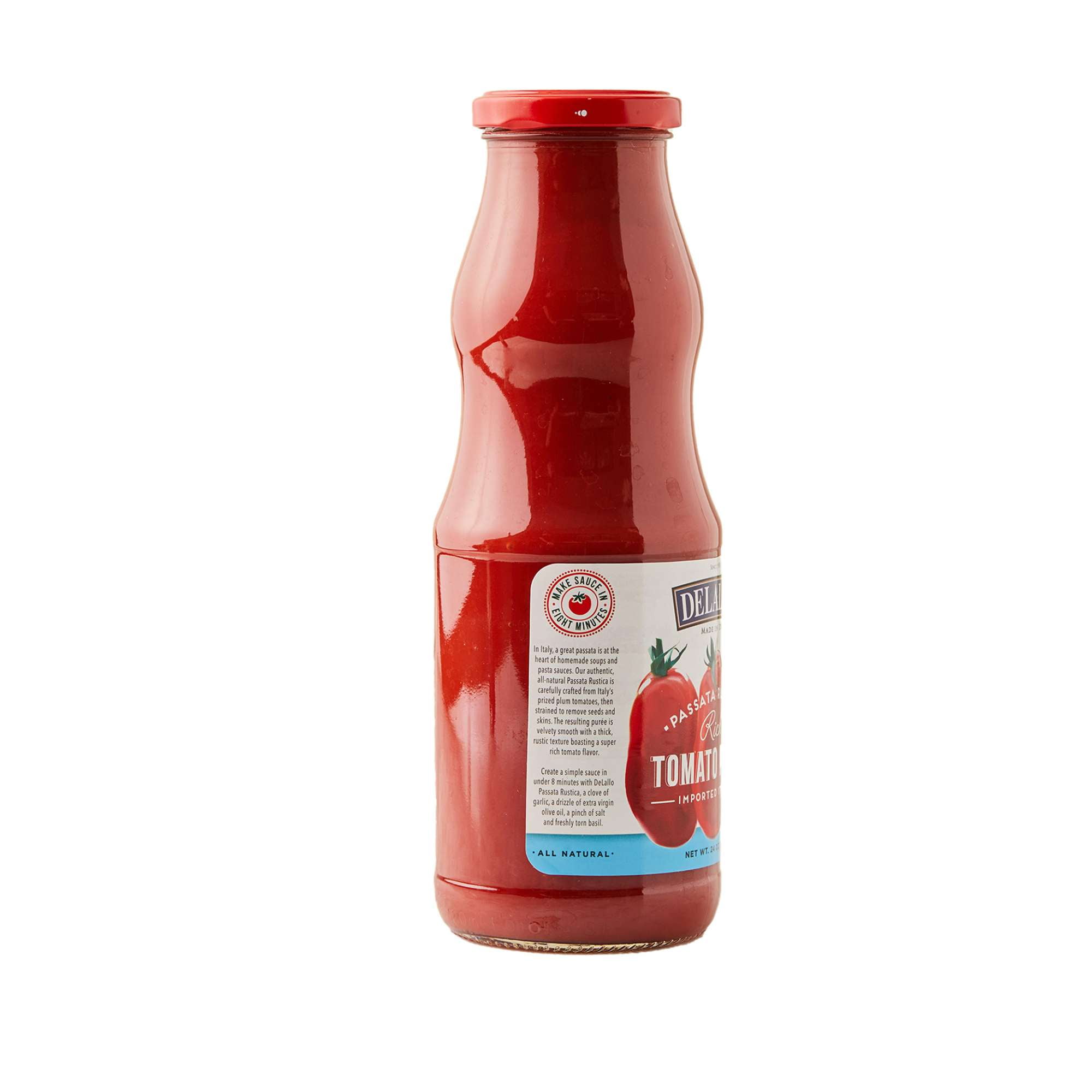 (6 pack) DeLallo Passata Tomato Purée, Made in Italy, Gluten-Free, Kosher, Vegan, 24 oz Jar