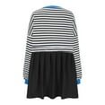 thumbnail image 5 of Npasoilc Fall Sweatshirt Dresses for Women Trendy Long Puff Sleeve Round Neck Pleated Ruffle Hem Patchwork Dresses Striped Printed Casual Loose Sweatshirt Dresses, 5 of 6