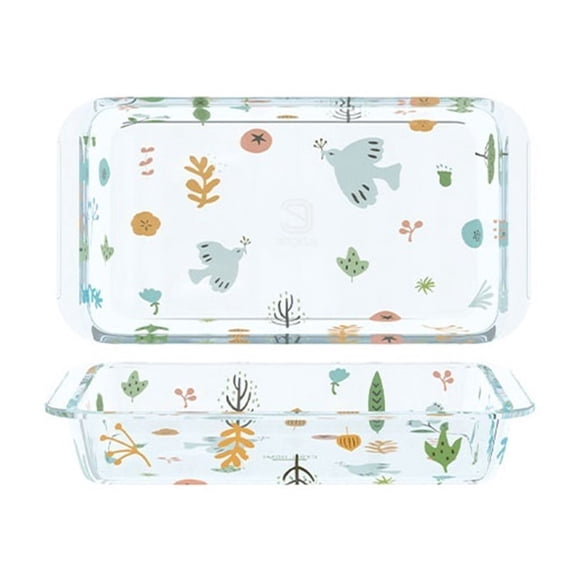 Glass Baking Dish Baking Rice Bowl High Borosilicate Plate Double Ear Dinner Plate Steam Plate Salad Bowl Baking Baking Bowl