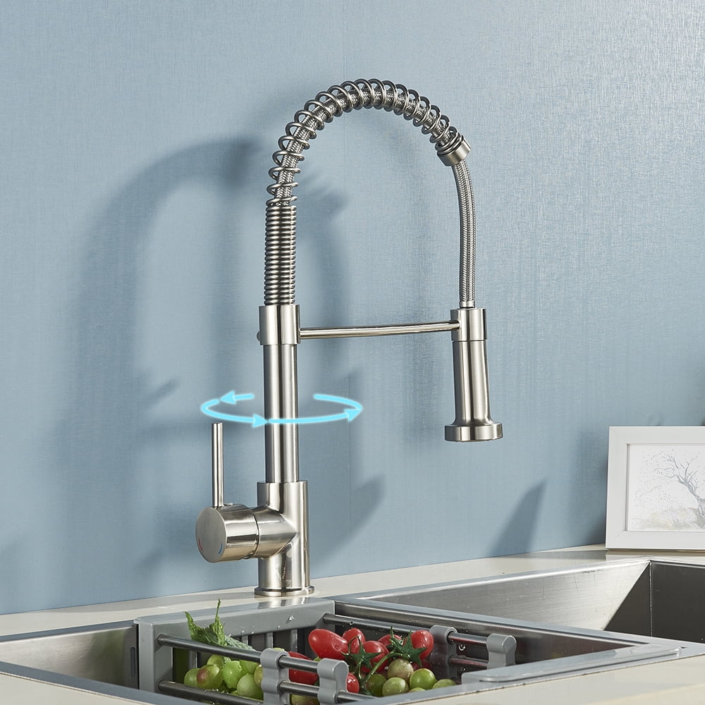 Senlesen Kitchen Sink Faucet Brushed Nickel Pull-Down Single Handle Tap