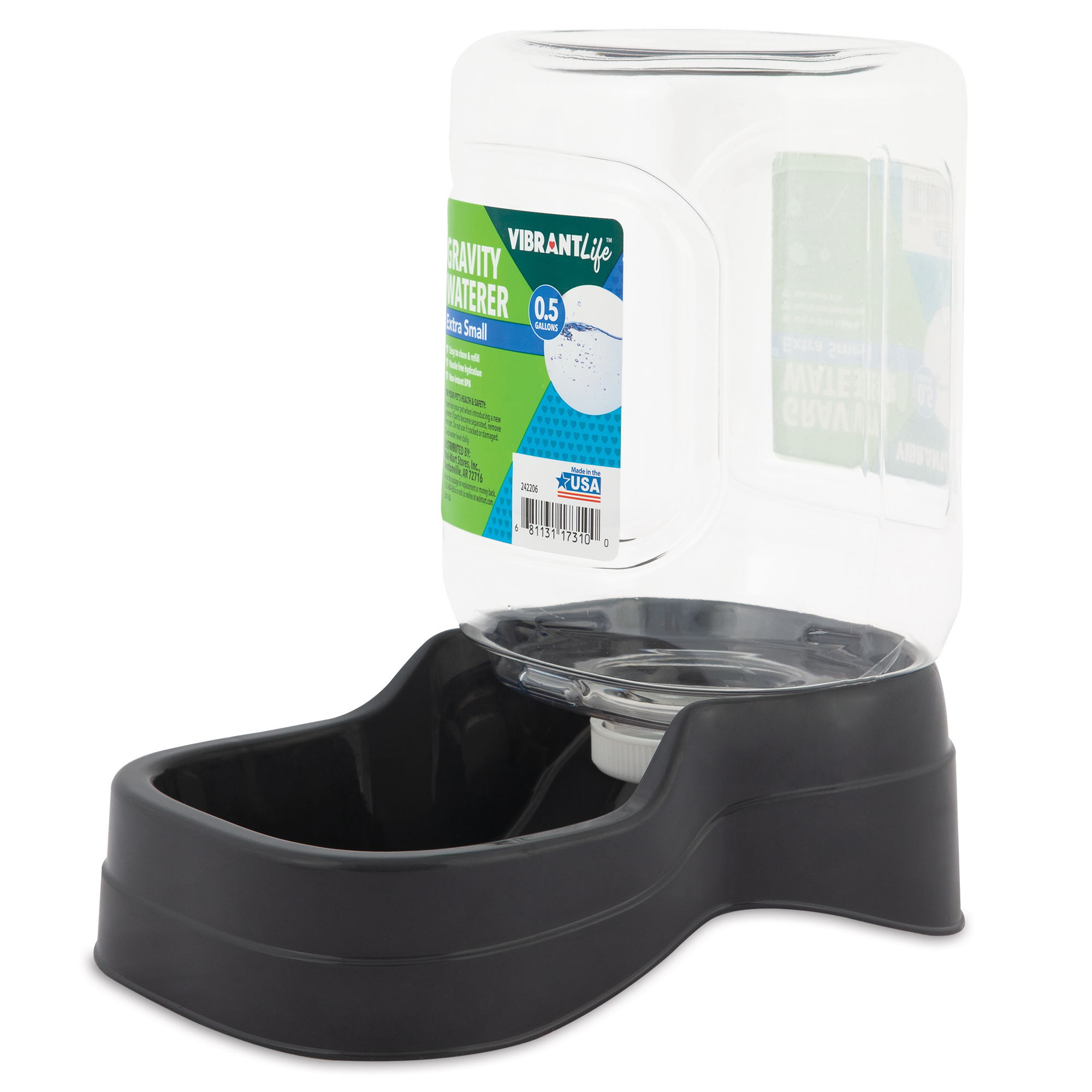 Vibrant Life Gravity Pet Waterer for Dogs and Cats, Extra Small, 0.5 Gallon Capacity