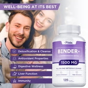 Binder Detox - Activated Carbon, Zeolite - Liver Detox & Cleanse, Digestive Health - 120 Capsules