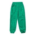 thumbnail image 3 of LiiYii Girls Boys Jazz Stage Performance Costume Shiny Hip Hop Street Dance Harem Pants Metallic Leggings Green 12, 3 of 5