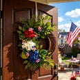 thumbnail image 6 of Independence Day Hydrangea Wreath with Star and Stripe Festive Decorations Hanging Props Ornaments for Door Wall, 6 of 7