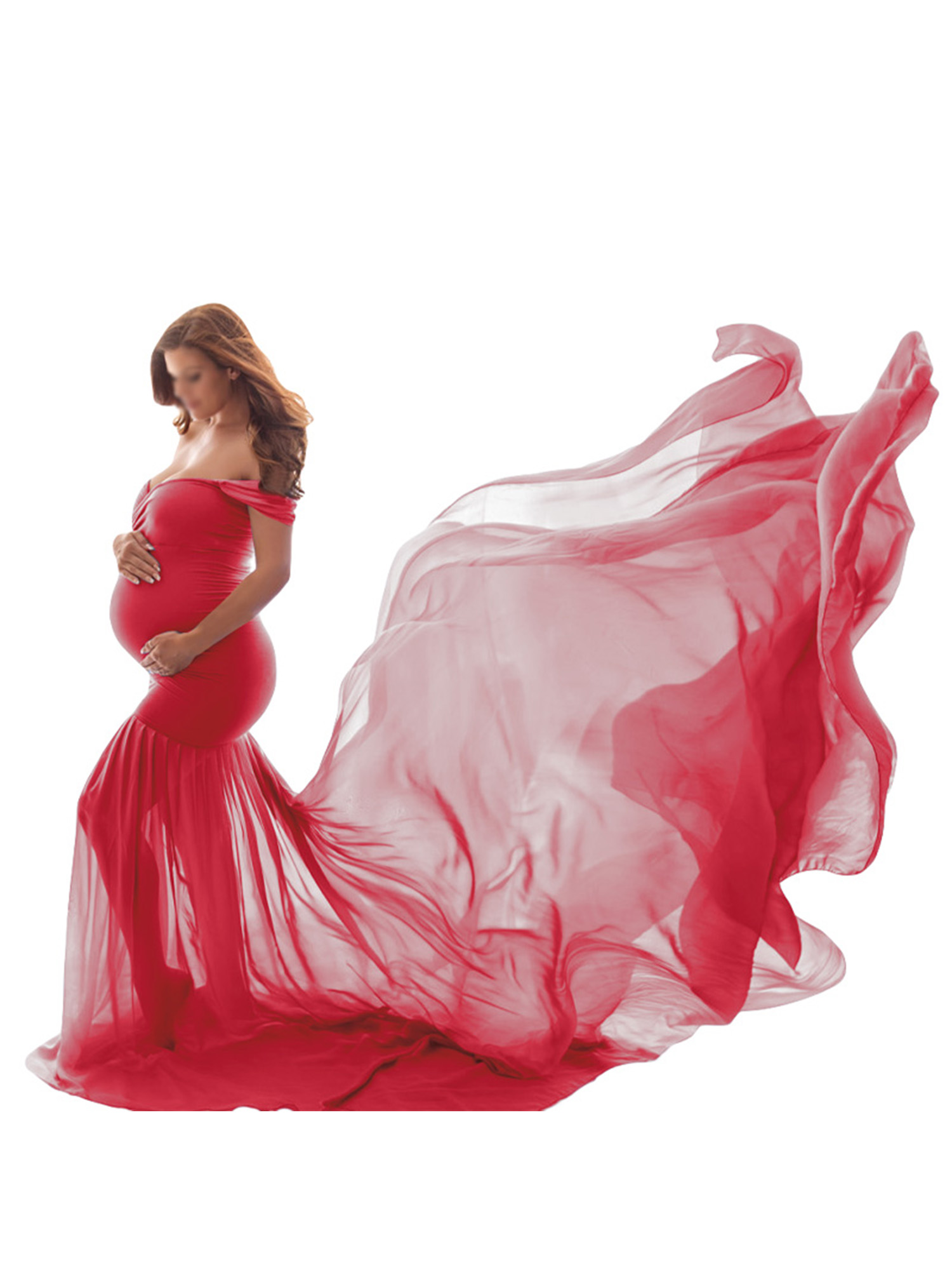 Pregnant Maternity Dress Photo Dress Off Shoulder Long Chiffon Flowy