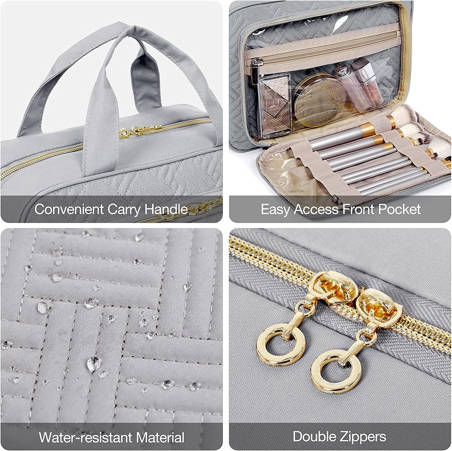 Toiletry Bag Hanging Travel Makeup Organizer with TSA Approved Transparent Cosmetic Bag Makeup Bag for Full Sized Toiletries, Medium-Black