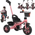 thumbnail image 1 of Triciclo Infantil Niños 2 En 1 Barra Empuje Cajuela Canasta Rosa, 1 of 5