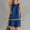 Blue, variant on Women's Cotton Linen 2-Piece Outfit Contrast Trim Round Neck Sleeveless Top Pocket Shorts Casual Summer Set Army Green XL(XL)