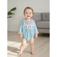 thumbnail image 3 of BemeyourBBs Baby Girl Romper Long Sleeve Golf Cart Embroidery Stripes Bodysuit, 3 of 8