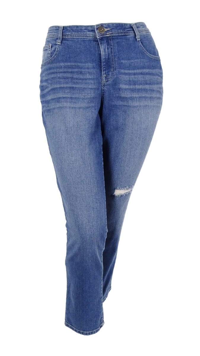 Style & Co. Women's Plus Size Distressed Saint Wash Slim-Leg Jeans ...