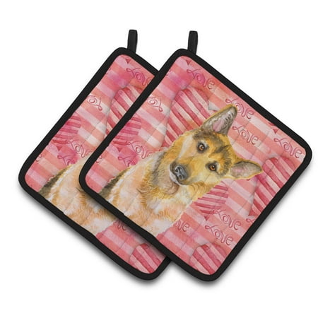

Caroline s Treasures German Shepherd #2 Love Pair of Pot Holders