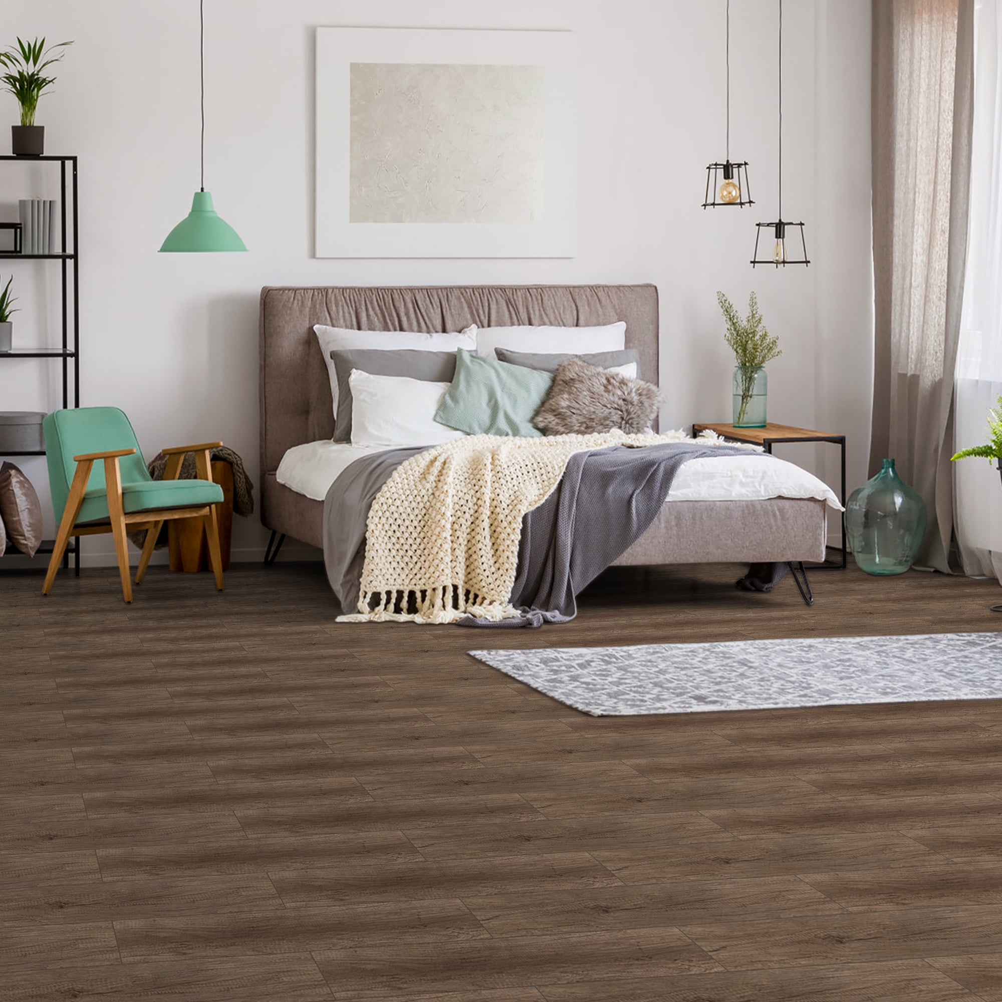 (3 pack) UMIGGEE 35-in x 5.7-in Peel and Stick Flooring Brown Wood Look Floor Tiles 10-Pcs Vinyl Flooring Self-Adhesive Flooring For Kitchen Laminate Flooring Home Decoration (13.8 Sq. ft./Pack)