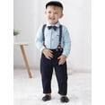 thumbnail image 4 of ZOEREA Baby Boy Clothes Infant Gentleman Outfits Suit,Dress Shirt + Suspender Pants + Bowtie + Beret Hat Wedding 0-18M, 4 of 17