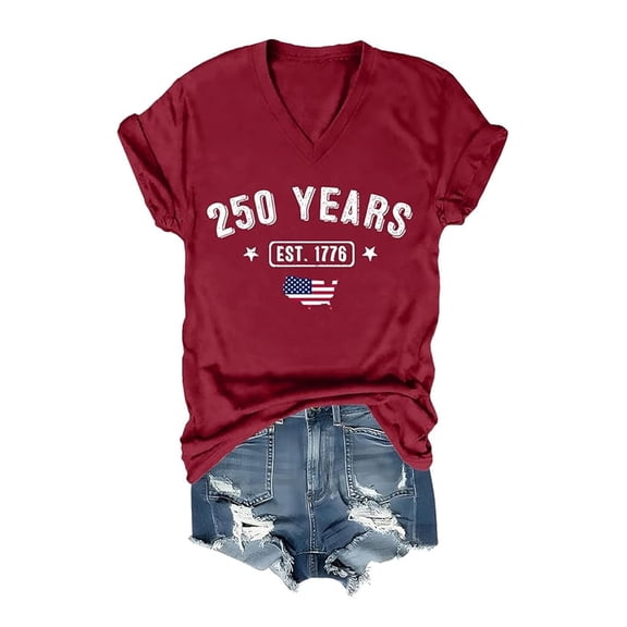 USA Shirts for Women 250 Years American Flag Shirt 4th of July Tshirt Patriotic Tees Casual Graphic Tops