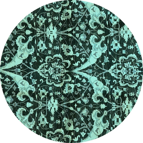 Ahgly Company Indoor Round Abstract Light Blue Modern Area Rugs, 5' Round