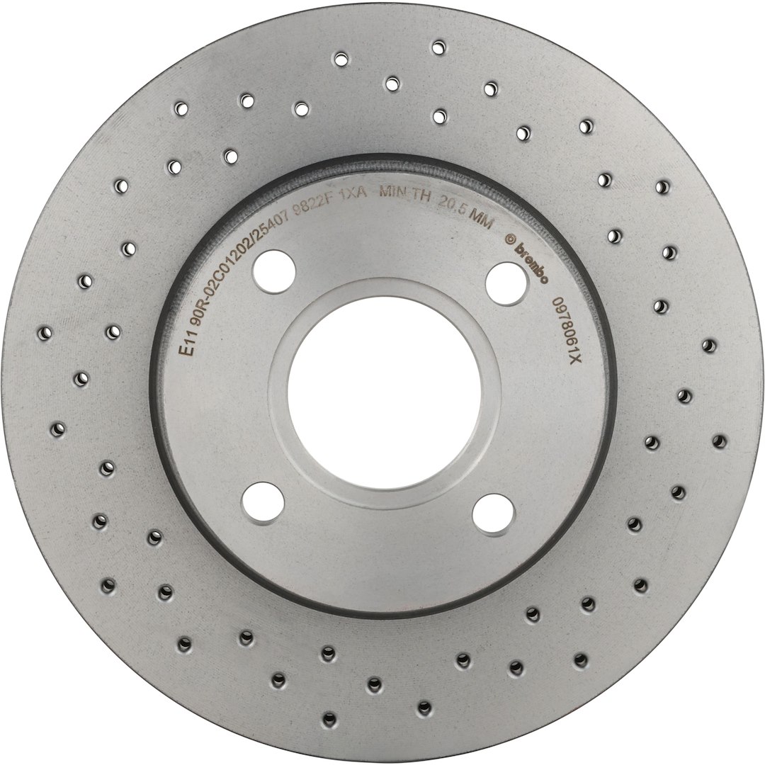 Brembo KTX0114; Brake Kit; Ceramic Brake Pads; 258 Millimeter Xtra Vented Cross Drilled High Carbon Cast Iron One Piece Rotor; With Rotors/ Pads/ Mounting Hardware