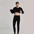 thumbnail image 4 of 2 Pcs/Set Winter Men Thermal Underwear Set Round Neck Long Sleeve Warm Thick Pure Color Slim Fit Elastic Open Crotch Men Pajamas Set Homewear Clothing, 4 of 8