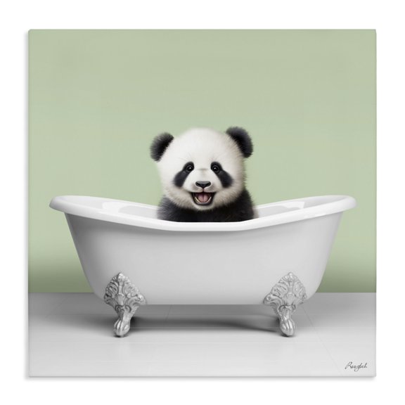 Stupell Industries Contemporary Happy Panda in Bathtub Canvas Art, 17 x 17, by Roozbeh