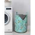 thumbnail image 3 of Spring Laundry Bag, Hummingbirds on Flourishing Tree Branches Retro Style Summer Pattern, Basket with Handles Drawstring Closure for Laundromats, 13" x 19", Sky Blue and Burnt Sienna, by Ambesonne, 3 of 4