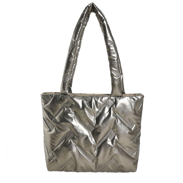 Bolso de hombro acolchado para mujer, bolso de mano, bolso cruzado (champán)