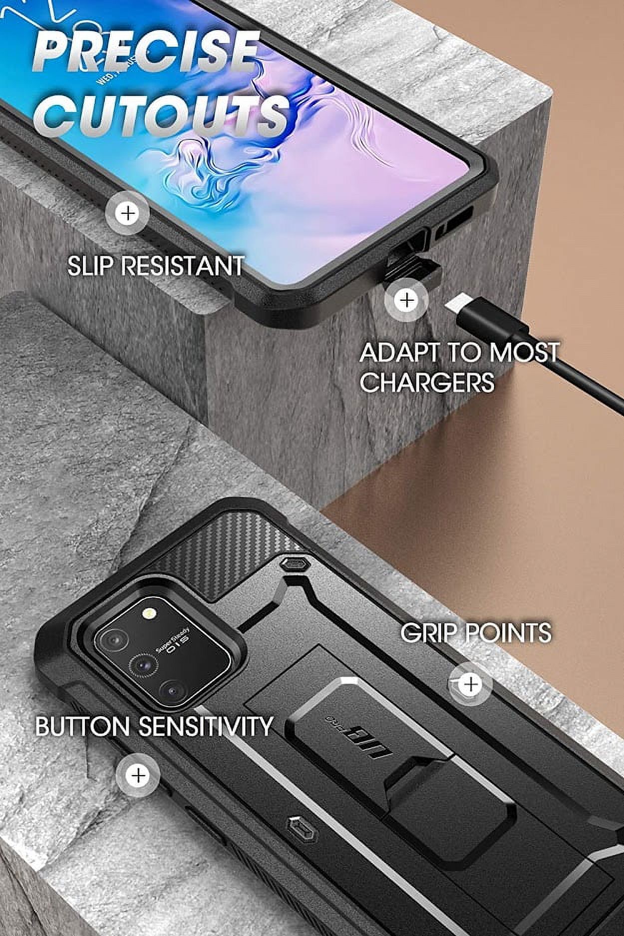 SUPCASE Unicorn Beetle Pro Series Design for Galaxy S10 Lite Case,Full-Body Dual Layer Rugged Holster & Kickstand with Built-in Screen Protector for Samsung Galaxy S10 Lite (2020 Release) (Black) - image 3 of 7