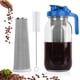 thumbnail image 1 of QHH Cafetera fría, jarra de boca ancha de 64 oz con filtro de acero inoxidable, tapa con mango de pico vertedor, jarra de vidrio resistente hermética y a prueba de fugas para café helado y té, limonad, 1 of 5