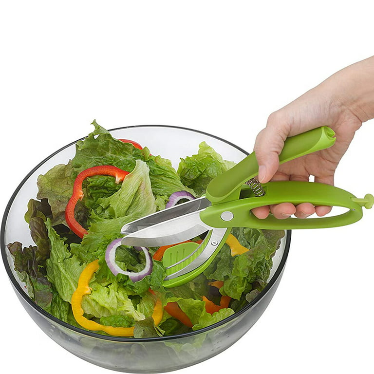 Toss and Chop Salad Tongs, Salad Chopper, Heavy Duty Kitchen Salad  Scissors, Multifunction Double Blade Salad Cutting Tool (Black Salad  scissor)