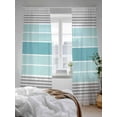 thumbnail image 3 of Minimalist Sheer Curtains 84 Inch Long 2 Panels, Turquoise Gradient Gray Stripe Light Filtering Rod Pocket Semi Sheer Curtains, Sheer Voile Drapes for Living Room Bedroom, 52"x84", 3 of 5