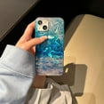 thumbnail image 6 of Blue Water Ripple Holographic Phone Case Compatible with iPhone 13 Pro 2021 Aesthetic Bling Glitter Wave Laser Pattern Fun Unique Slim Protective Cover for iPhone 13pro 6.1in, 6 of 9