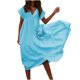 thumbnail image 1 of Vestidos irregulares sueltos de cintura alta sólidos de manga corta con cuello en V informales de verano para mujer Pompotops  ghjkhdj8265, 1 of 5