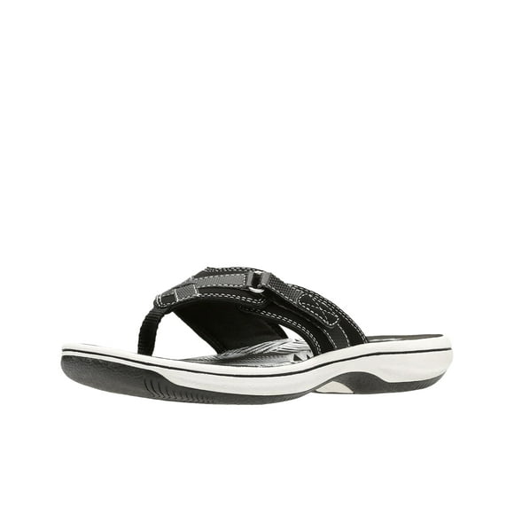 Chancletas Clarks Breeze Sea para mujer, negras, sintéticas, talla 7
