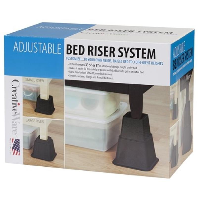 ADJUSTABLE/STACKABLE BED RISER BLACK (BOXED) 8 PC. Walmart Canada