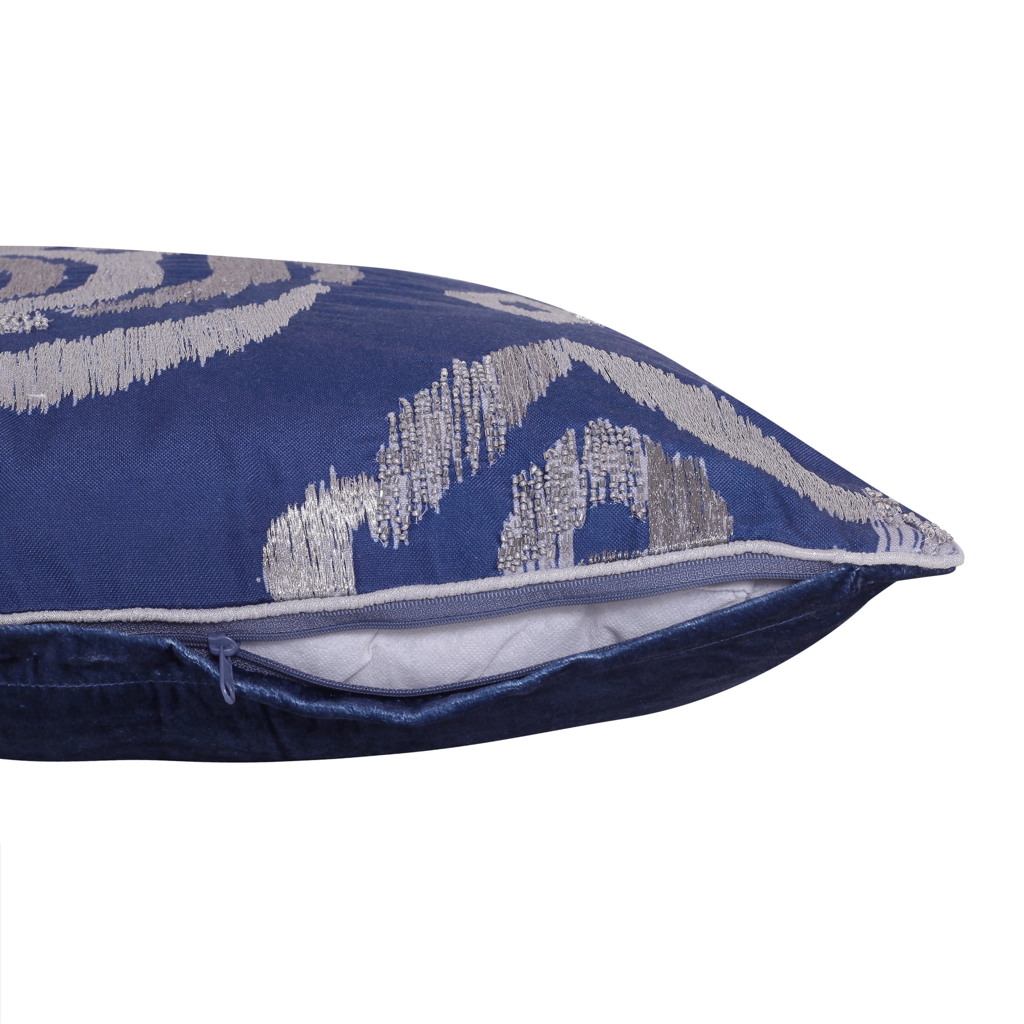Harlow Hill Demi 20" x 20" Blue/Silver Striped Polyester Adult Decorative Throw Pillow Cover
