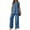 *Blue, variant on VBVC Women's 2 Piece Cotton-Linen Outfit Set,Notch Neck Tank Top and Wide Leg Pants For Women,Ladies Button Trim Loungewear with Pockets,Black,S-2XL