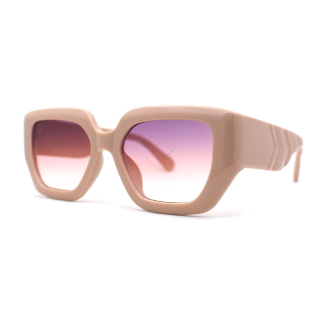 Womens Minimally Mod Geometric Square Rectangle Plastic Sunglasses Tan Purple Yellow