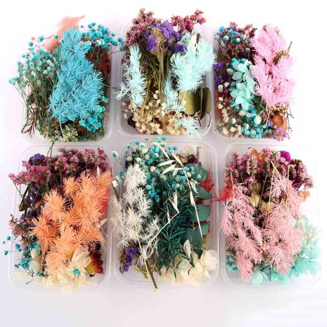 1 Box Dried Flower Material Photo Frame Dry Flower Dried Ornament Wedding Home Decor DIY Handmade Crafts Dry Flower Making Color Random