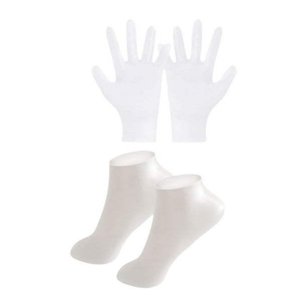 Juego de guantes y calcetines de silicona para manos y pies, lavables, portátiles y suaves para uso diario. Blanco