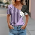 thumbnail image 2 of Tops de Algodón para Mujeres Cuello en V Casual de Manga Corta, Imitación Algodón Primavera Y Blusa de Verano, 2 of 5
