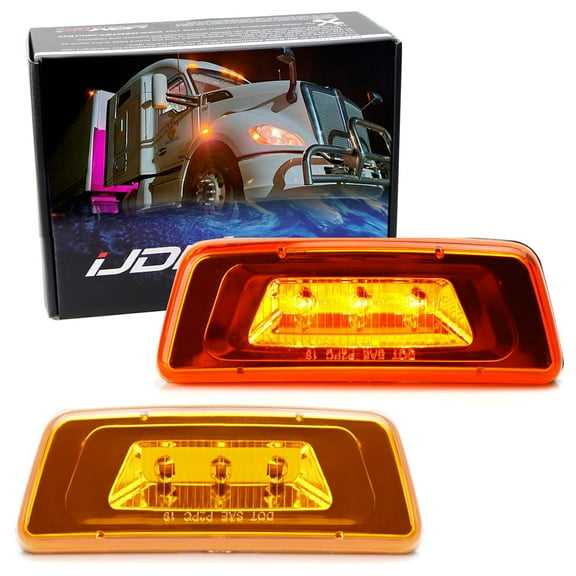 Amber Lens Super Bright Amber Full LED Front Wheel Fender Side Marker Lights For Kenworth T680 T700 T880, Peterbilt 567 Semi-Truck