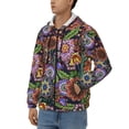 thumbnail image 3 of Wukai Vintage Floral Print Men's Zip-Up Hoodie,Fleece Full-Zip Hoodie for Men, Hooded Sweatshirt-Medium, 3 of 5
