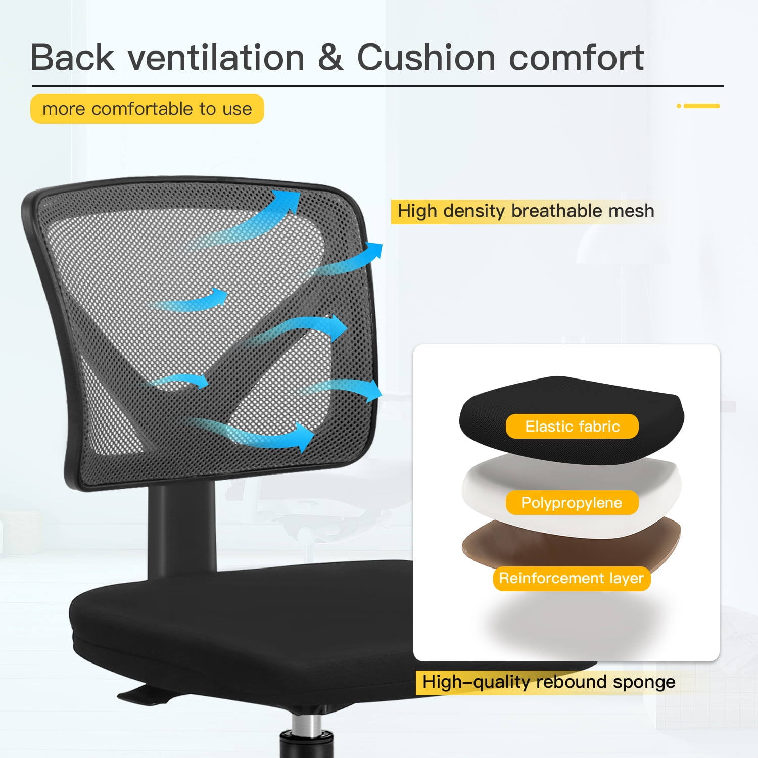 BV Dual Backrests Ergonomic Office Chair, Lumbar Support Office Desk Chair  Back Support, Breathable mesh Office Chair 3D Adjustable Armrest (Grey)